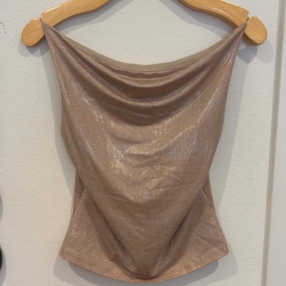 Shimmering Gold Strapless Top